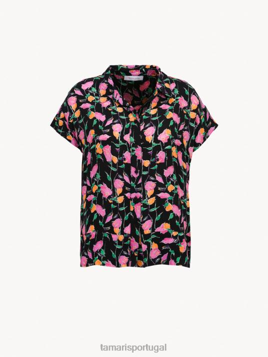 Tamaris mulheres blusa - preto/preto beauty multicolor flor aop D06N2521