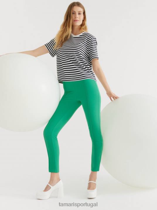 Tamaris mulheres leggings - verde/jelly bean D06N2503