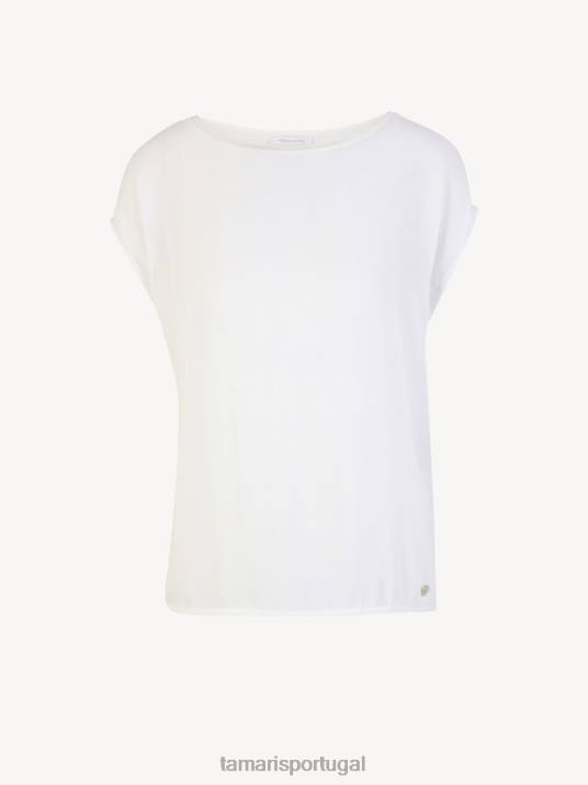 Tamaris mulheres camiseta - branca/brilhante D06N2443