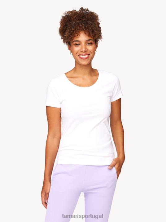 Tamaris mulheres camiseta - branca/brilhante D06N2536