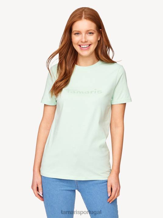 Tamaris mulheres camiseta - verde/verde gossamer D06N2457