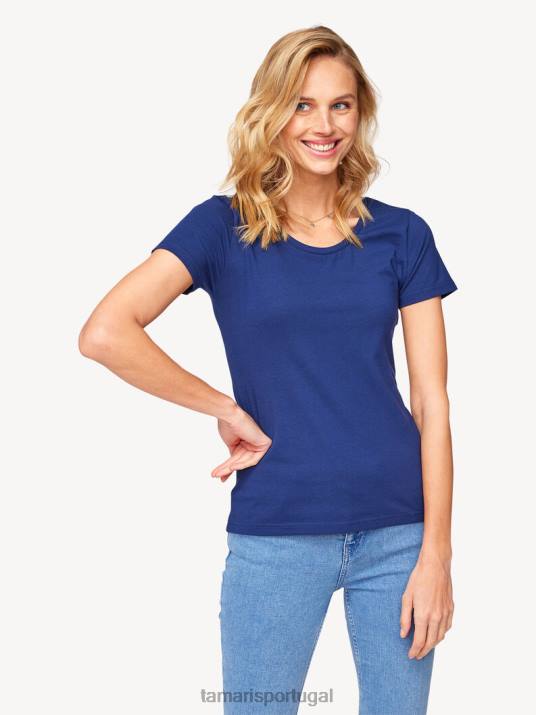 Tamaris mulheres t-shirt - azul/azul medieval D06N2420