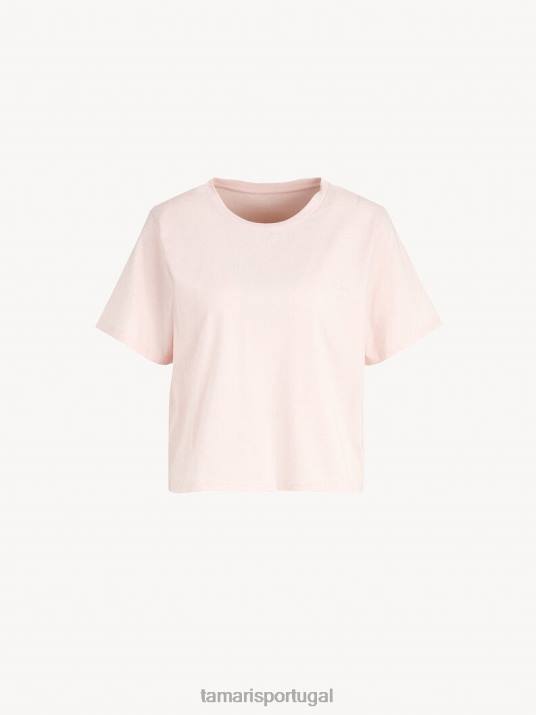 Tamaris mulheres t-shirt oversized - rosa/nuvem rosa D06N2388