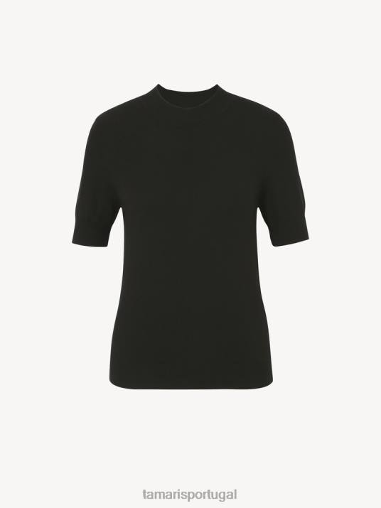 Tamaris mulheres t-shirt - preto/black beauty D06N2384