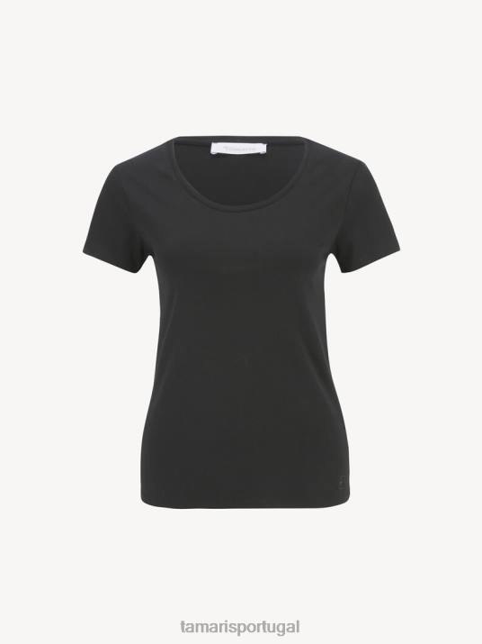 Tamaris mulheres t-shirt - preto/black beauty D06N2407