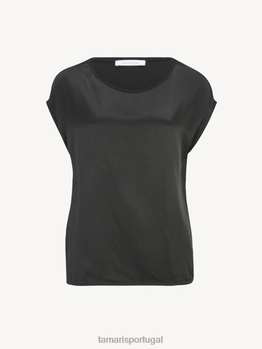 Tamaris mulheres t-shirt - preto/black beauty D06N2566