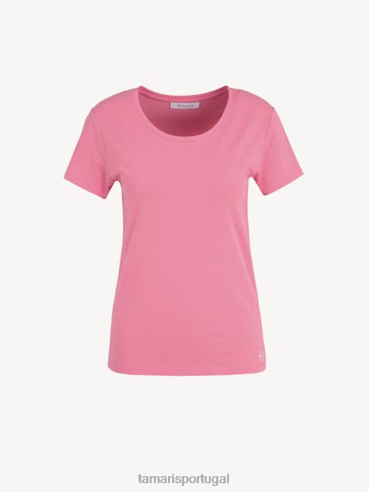 Tamaris mulheres t-shirt - rosa/rosa cravo D06N2490