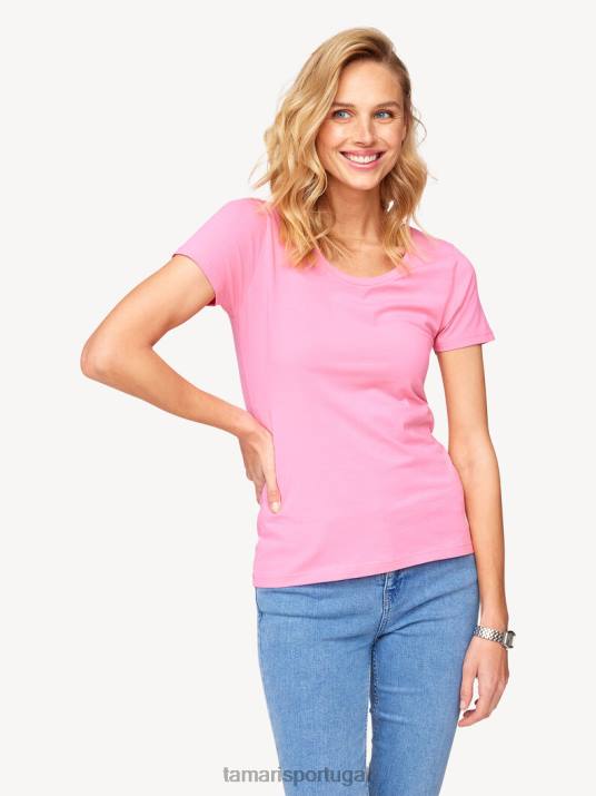 Tamaris mulheres t-shirt - rosa/rosa cravo D06N2490