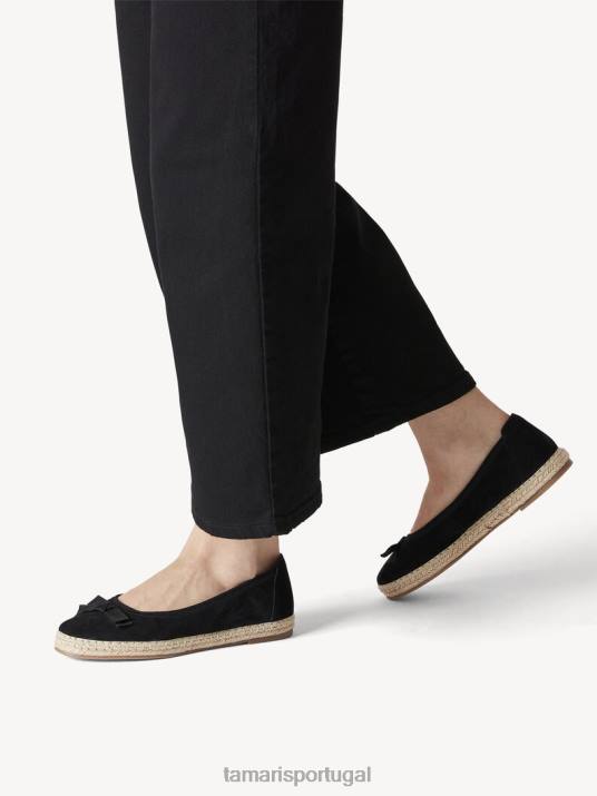 Tamaris mulheres espadrill de couro - preto D06N1653