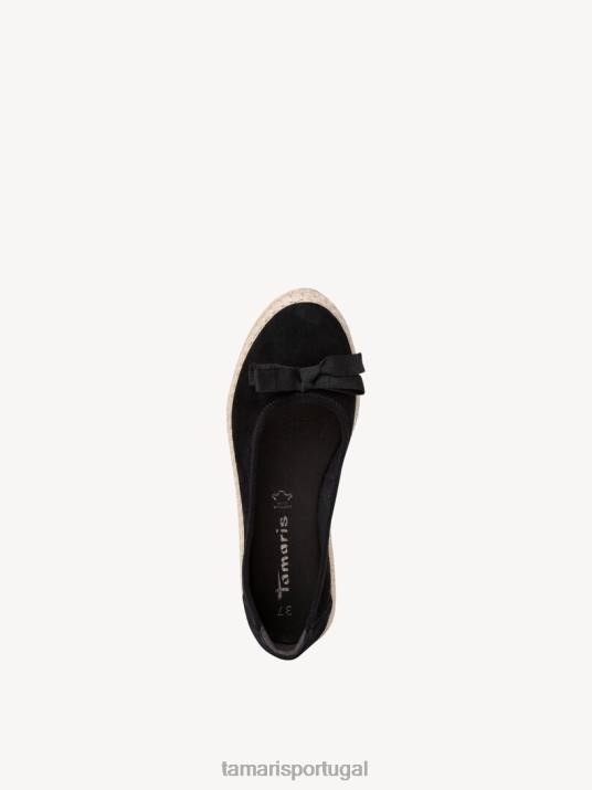 Tamaris mulheres espadrill de couro - preto D06N1653