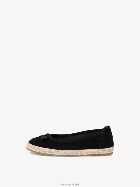 Tamaris mulheres espadrill de couro - preto D06N1653