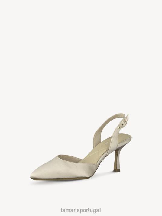 Tamaris mulheres sling pumps - branco/champanhe D06N2075