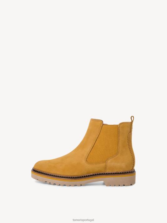 Tamaris mulheres bota chelsea couro - amarelo/açafrão D06N2210