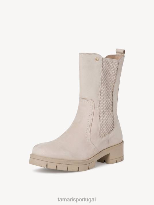 Tamaris mulheres bota chelsea couro - bege/marfim D06N2332