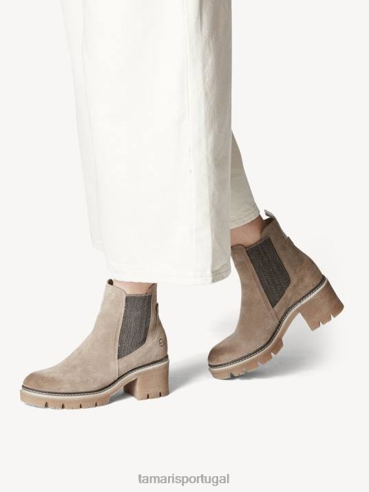 Tamaris mulheres bota chelsea couro - marrom/taupe D06N1696