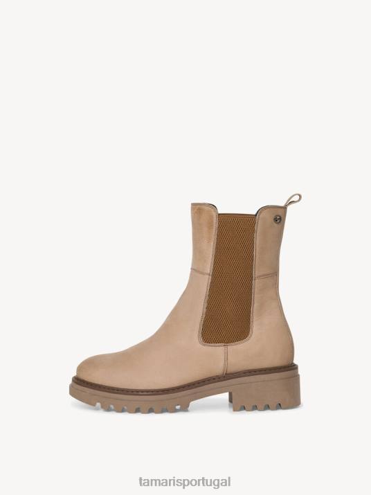 Tamaris mulheres bota chelsea couro - nubuc bege/taupe D06N1894