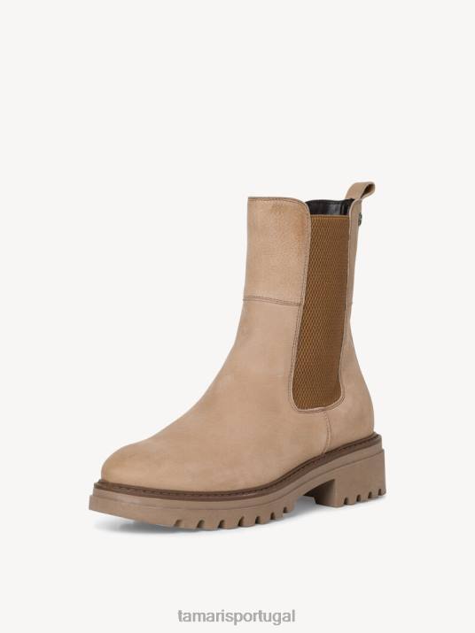 Tamaris mulheres bota chelsea couro - nubuc bege/taupe D06N1894