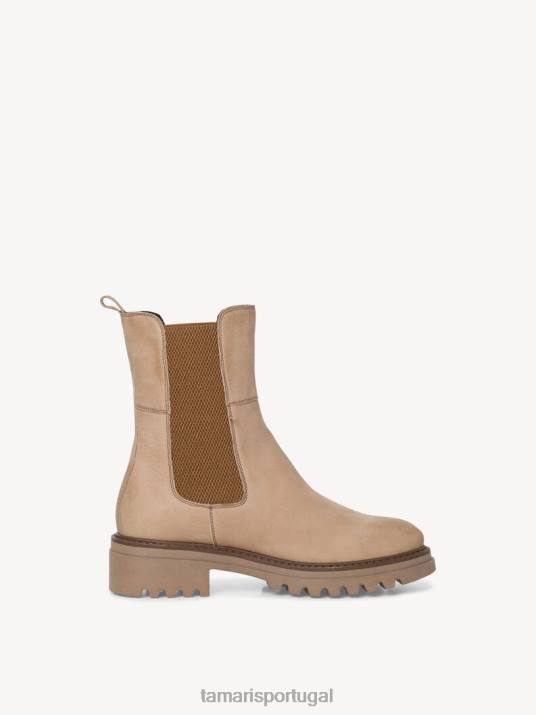 Tamaris mulheres bota chelsea couro - nubuc bege/taupe D06N1894