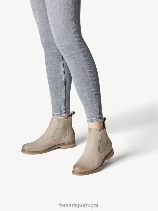 Tamaris mulheres bota chelsea couro - nubuc bege/taupe D06N2150