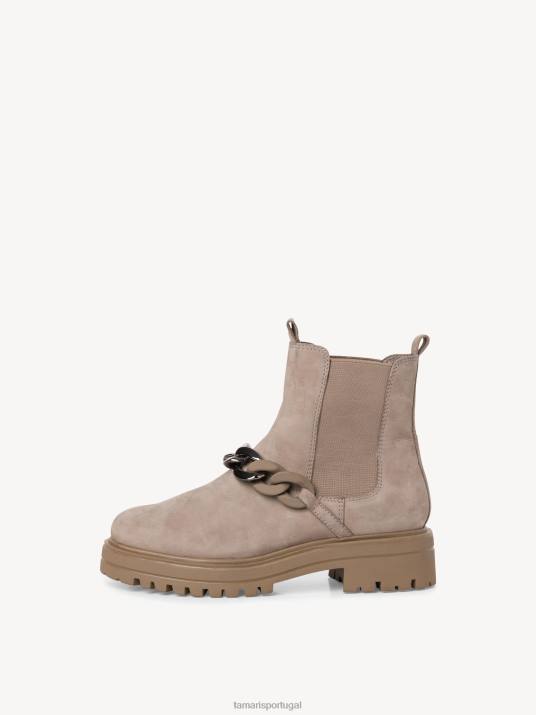 Tamaris mulheres bota chelsea couro - nubuc bege/taupe D06N770