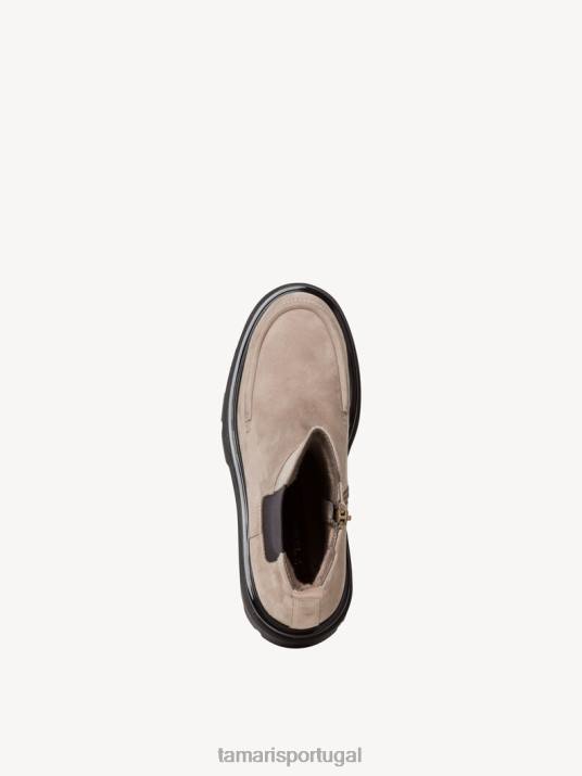 Tamaris mulheres bota chelsea couro - nubuc bege/taupe D06N779