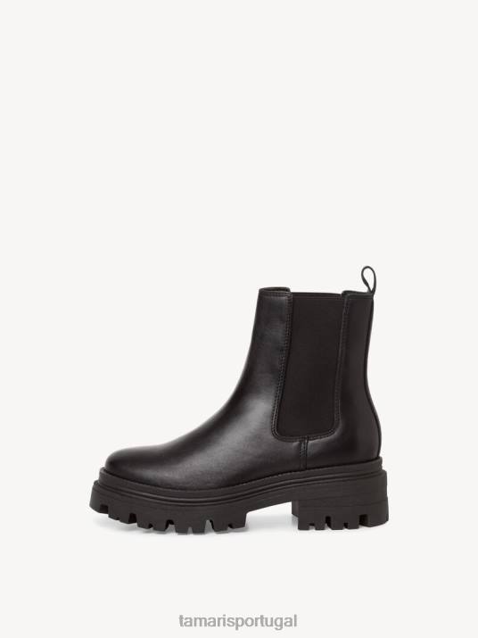 Tamaris mulheres bota chelsea couro - preto/couro preto D06N1110