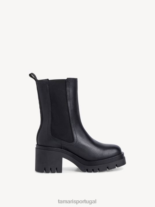 Tamaris mulheres bota chelsea couro - preto/couro preto D06N1372