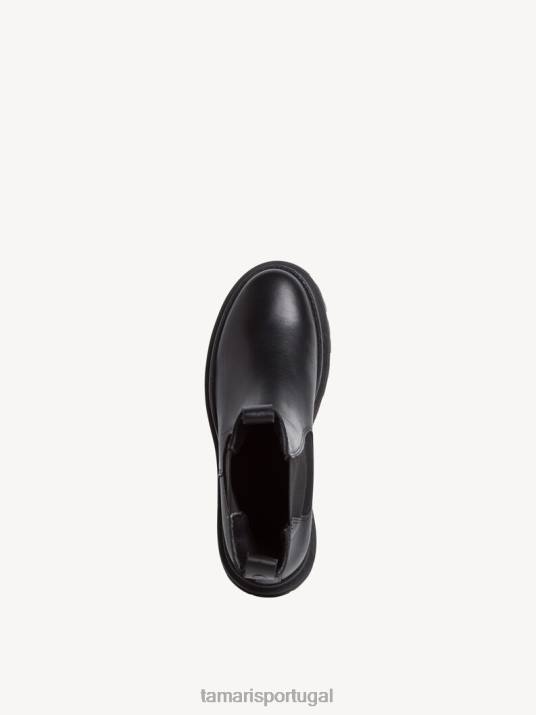 Tamaris mulheres bota chelsea couro - preto/couro preto D06N1854