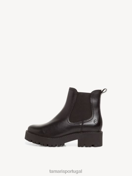 Tamaris mulheres bota chelsea couro - preto/couro preto D06N1872