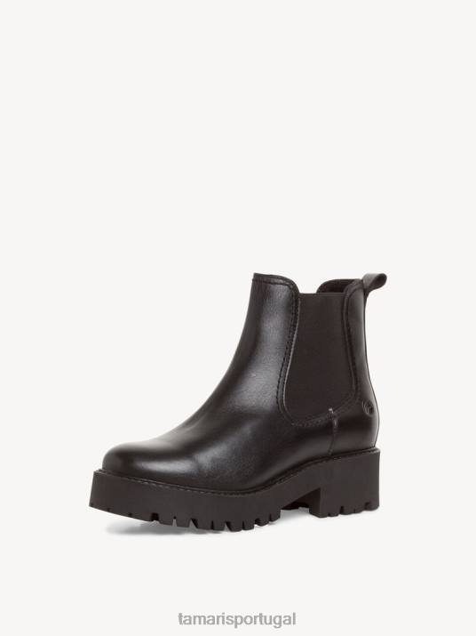 Tamaris mulheres bota chelsea couro - preto/couro preto D06N1872