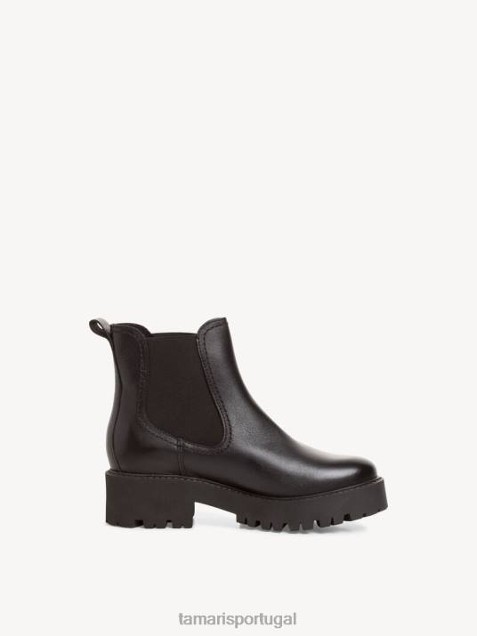 Tamaris mulheres bota chelsea couro - preto/couro preto D06N1872