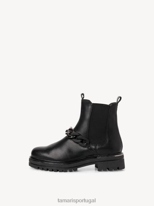 Tamaris mulheres bota chelsea couro - preto/couro preto D06N872