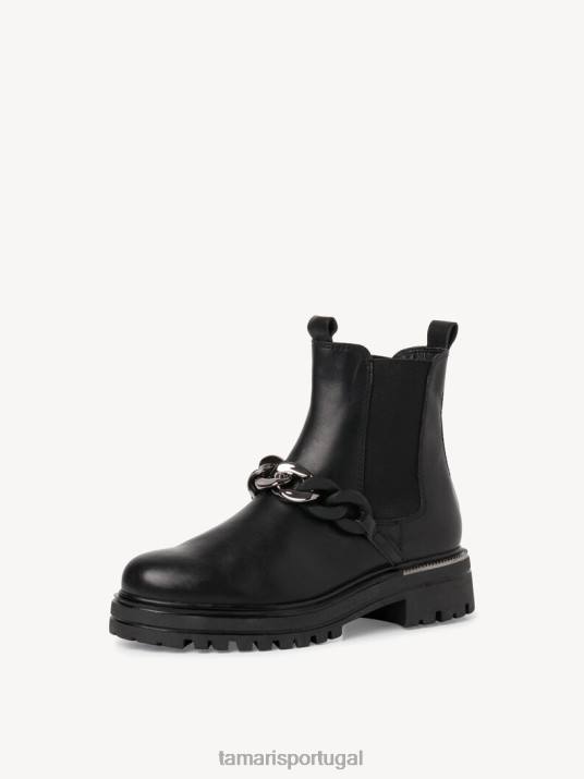 Tamaris mulheres bota chelsea couro - preto/couro preto D06N872