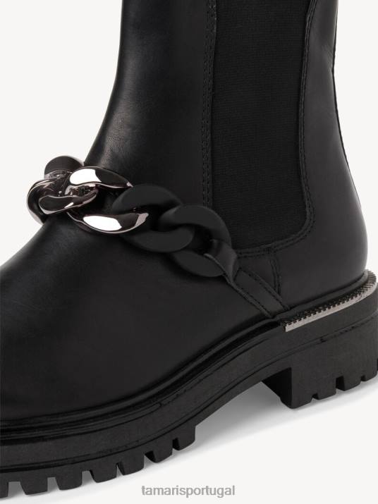 Tamaris mulheres bota chelsea couro - preto/couro preto D06N872