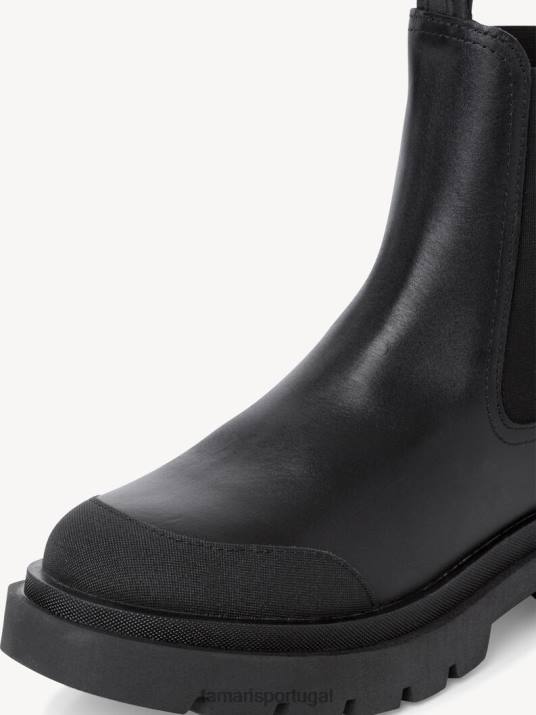 Tamaris mulheres bota chelsea - couro preto/preto D06N1495