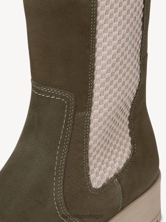 Tamaris mulheres bota chelsea couro - verde/caqui D06N1292