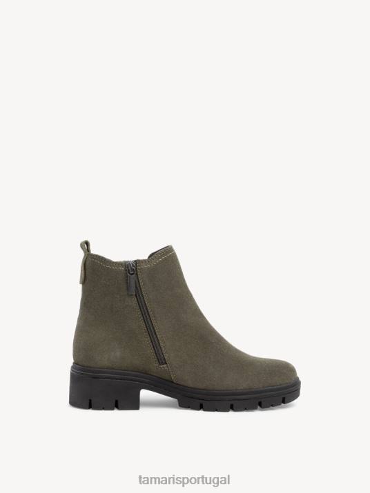 Tamaris mulheres bota chelsea couro - verde/caqui D06N1297