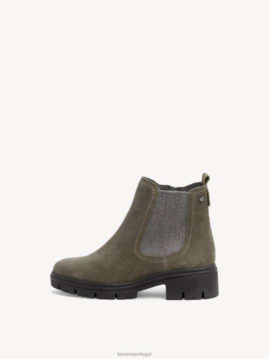 Tamaris mulheres bota chelsea couro - verde/caqui D06N1297