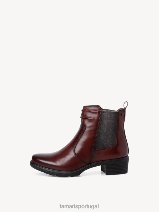 Tamaris mulheres bota chelsea couro - vermelho/bordeaux D06N1391