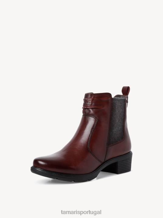 Tamaris mulheres bota chelsea couro - vermelho/bordeaux D06N1391