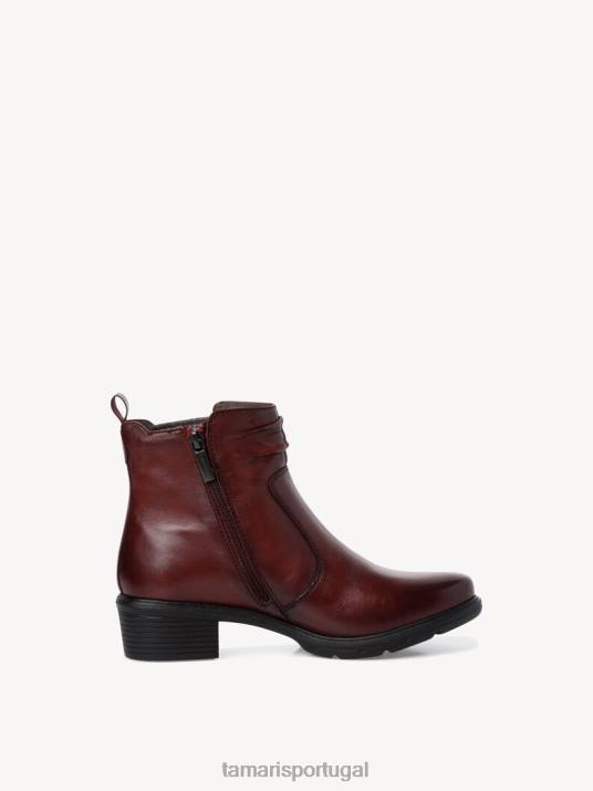 Tamaris mulheres bota chelsea couro - vermelho/bordeaux D06N1391