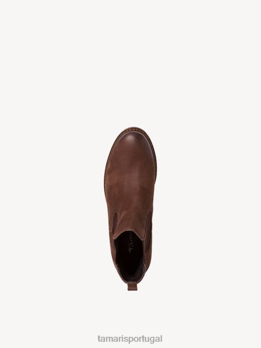 Tamaris mulheres bota chelsea em couro - marrom/chocolate nub. D06N2001