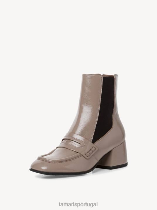 Tamaris mulheres bota chelsea - patente bege/taupe D06N1989