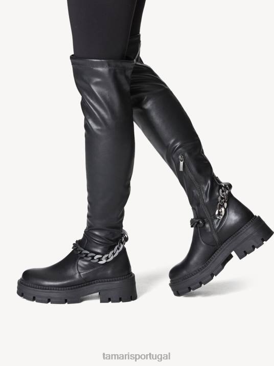 Tamaris mulheres bota overknee - preta D06N1697