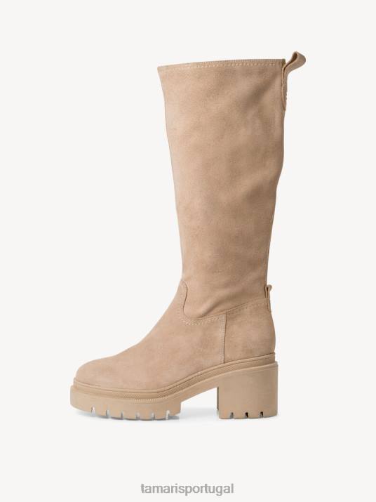 Tamaris mulheres botas de couro - camurça bege/creme D06N1965