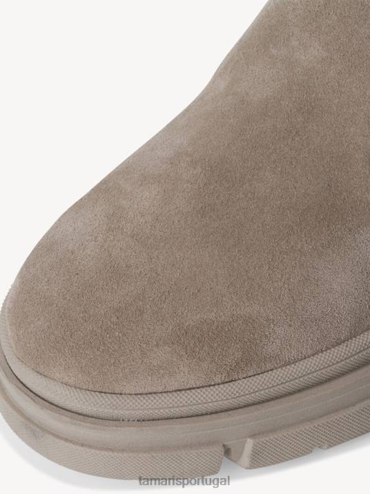 Tamaris mulheres botas de couro - camurça marrom/taupe D06N314