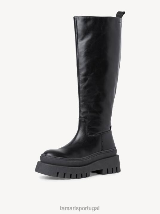 Tamaris mulheres botas de couro - couro preto/preto D06N107