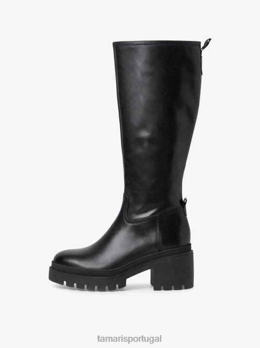 Tamaris mulheres botas de couro - couro preto/preto D06N1488