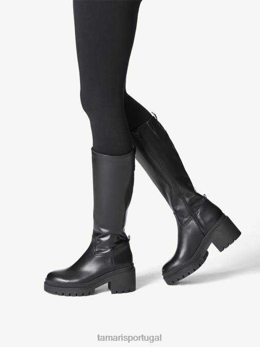 Tamaris mulheres botas de couro - couro preto/preto D06N1488