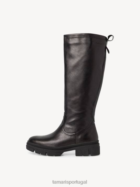 Tamaris mulheres botas de couro - couro preto/preto D06N65